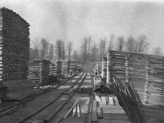 Historical photo of the Gutchess Lumber mill in the 1900s